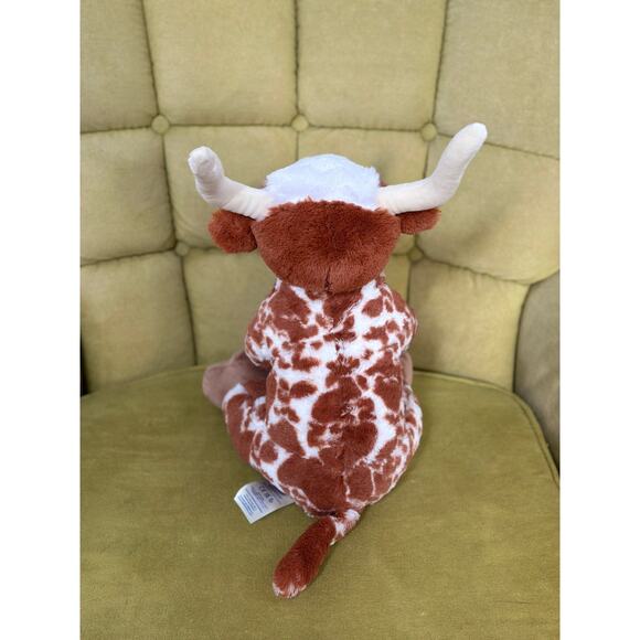 Build-A-Bear Longhorn Steer Bevo Plush Brown White Horned Cow 16” Retired 2023 - Picture 6 of 13